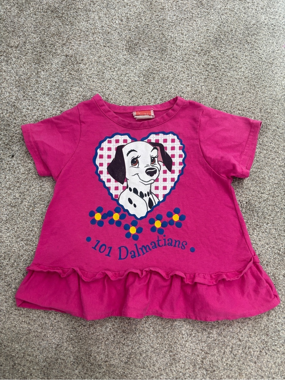 Vintage 1990s Disney 101 Dalmatians hot pink short-sleeve peplum top girl’s 4